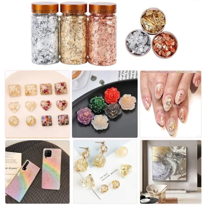 Gold Flakes Nails – Metallic Leaf for Resin, Nail Art