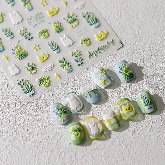 5D Flower Nail Art Stickers for DIY Manicure