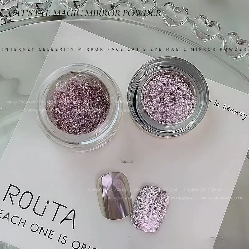 Magnetic Mirror Cat Eye Nail Powder – DIY Chrome Effect