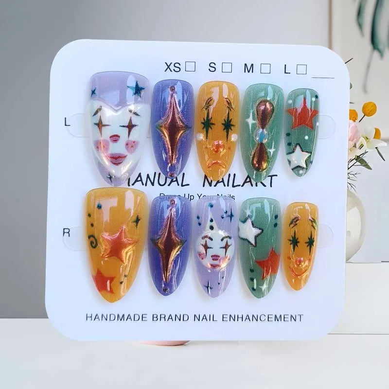 10Pcs Halloween Press On Nails – Clown Ghost Spider