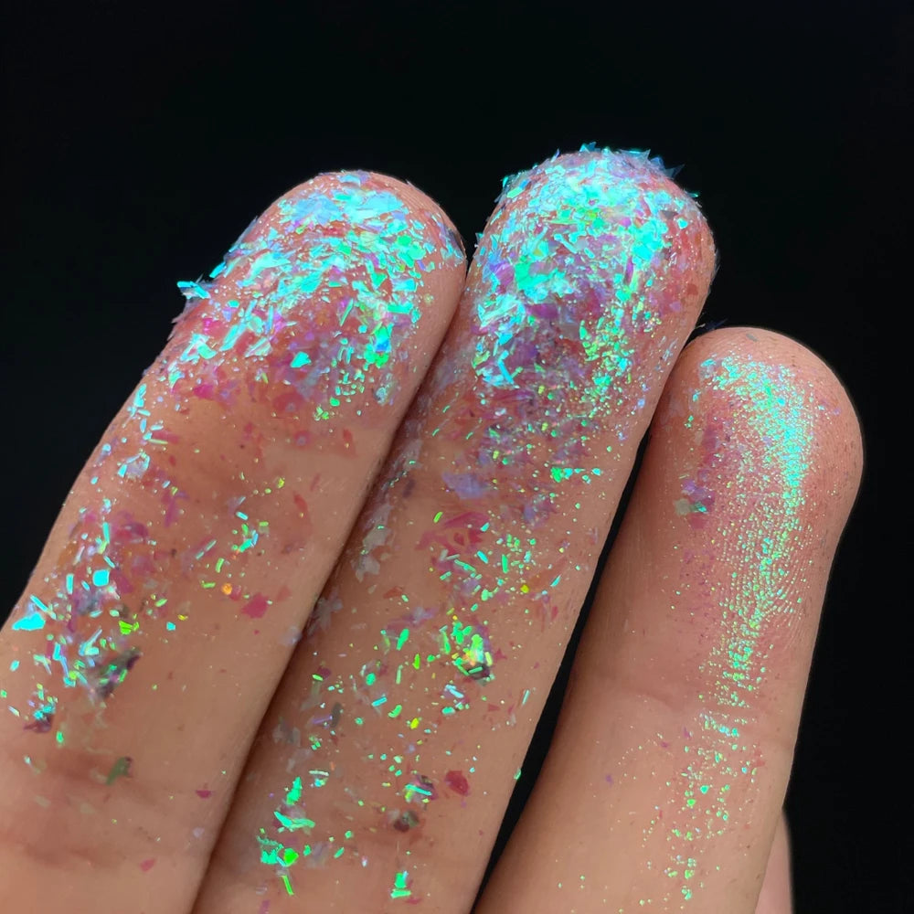 1 Box Aurora Glitter Opal Flakes – Iridescent Sequins Nail Art Powder for Mermaid Nails