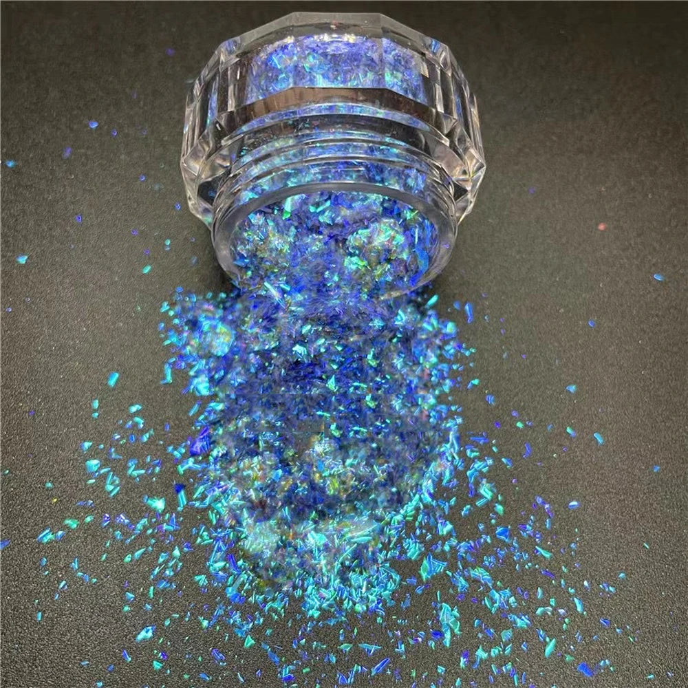 1 Box Aurora Glitter Opal Flakes – Iridescent Sequins Nail Art Powder for Mermaid Nails