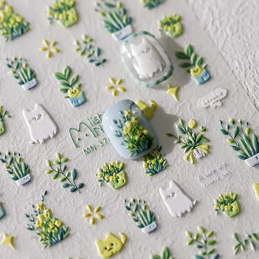 5D Flower Nail Art Stickers for DIY Manicure