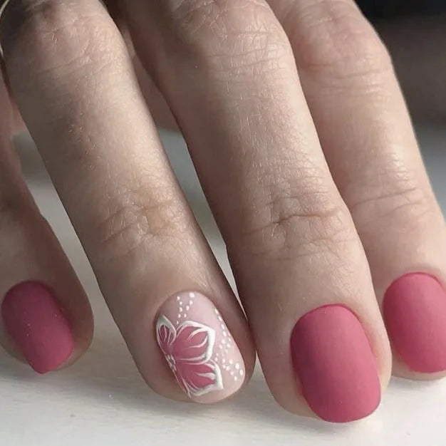 Pink French Tip Short Press On Nails – Elegant Square Nail Set