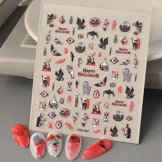 Halloween Skull Nail Art Stickers for Spooky Designs