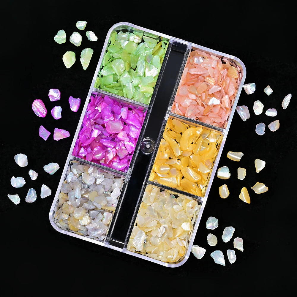 5g Abalone Shell Fragments – 3D Seashell Nail Art Charms for Gradient Nails | Ultra-Thin Natural Shell Sequins