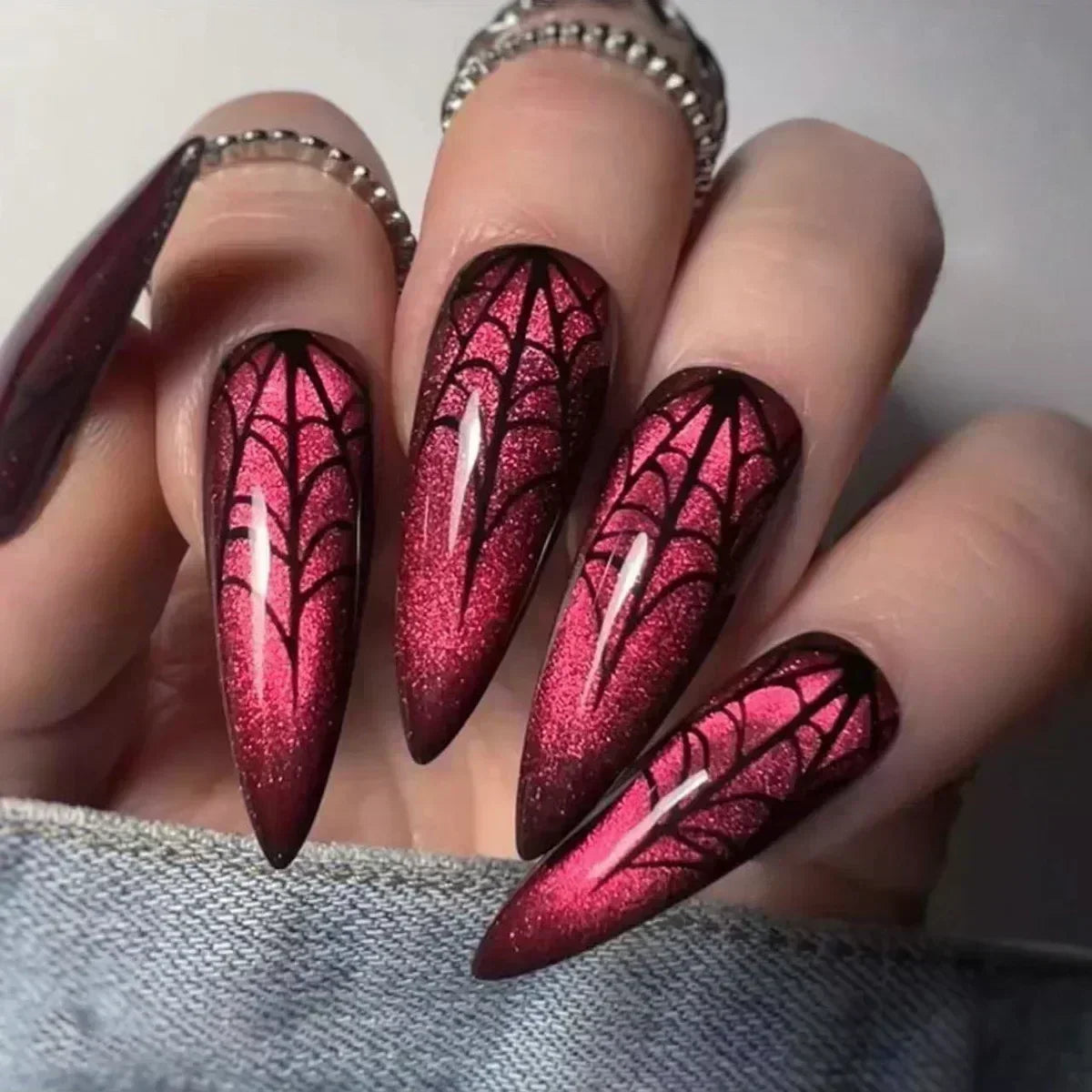Halloween False Nails – Almond-Shaped Cute Clown