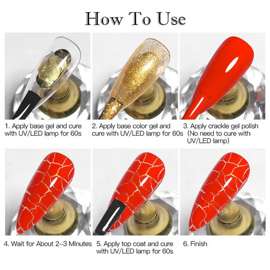 8ml Crackle Gel Nail Polish – UV/LED Soak Off Hybrid Varnish