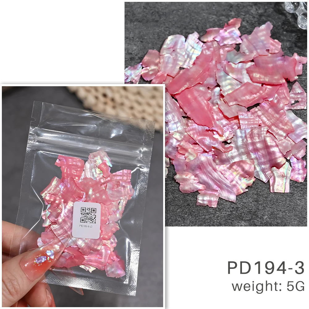 5g Abalone Shell Fragments – 3D Seashell Nail Art Charms for Gradient Nails | Ultra-Thin Natural Shell Sequins
