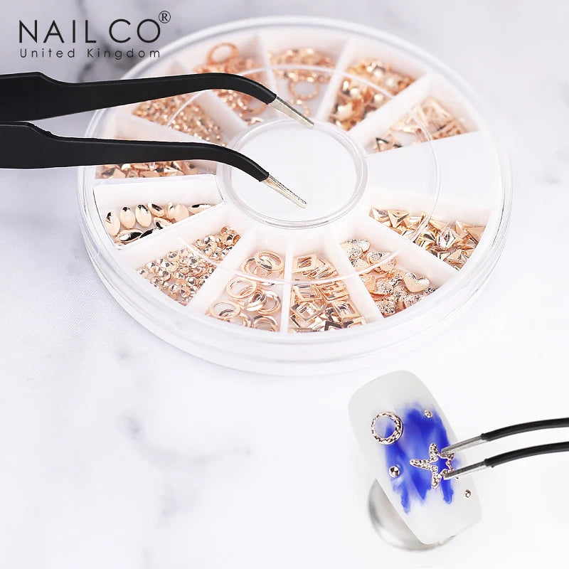 3D Nail Art Decorations – Gold Glitter Box