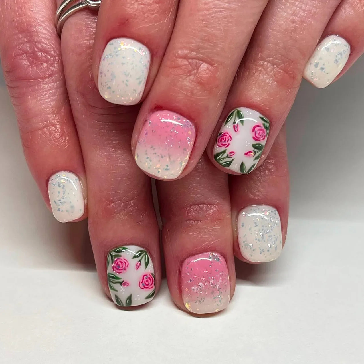 Pink French Tip Short Press On Nails – Elegant Square Nail Set