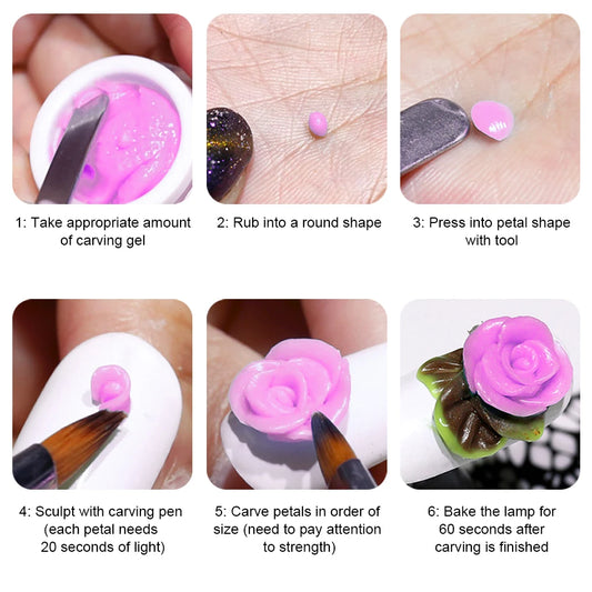 3D Nail Art Carving Gel Kit – UV Solid Mud Modelling Gel