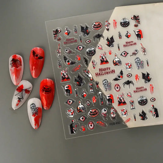 Halloween Skull Nail Art Stickers for Spooky Designs