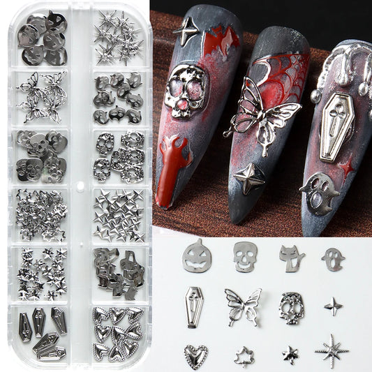 Goth Fingernails with 3D Nail Charms – Halloween Nails
