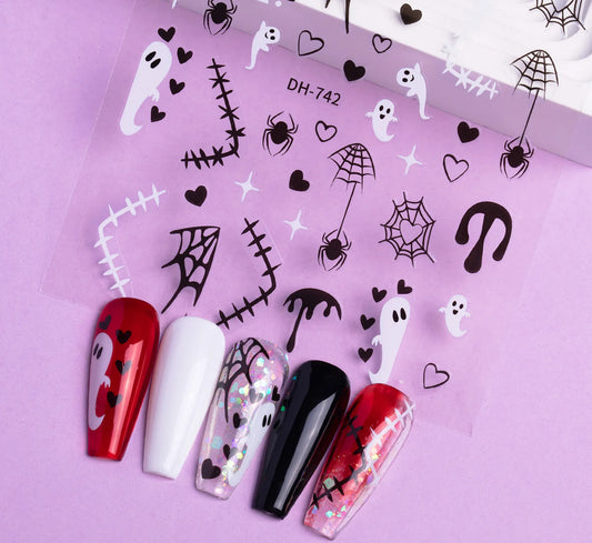 Halloween Spider Web Nail Stickers for spooky and festive nail art