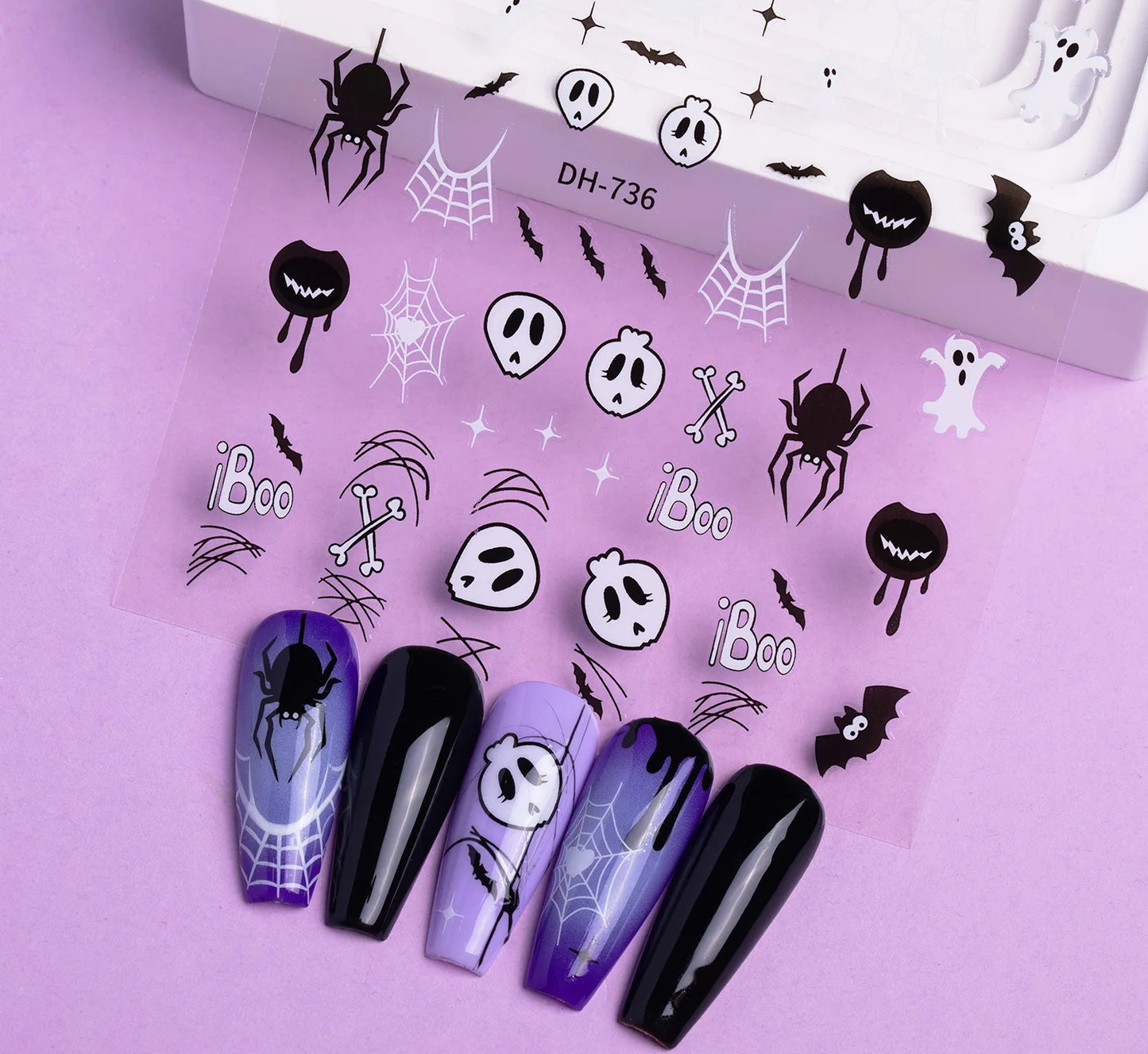 Halloween Spider Web Nail Stickers for spooky and festive nail art