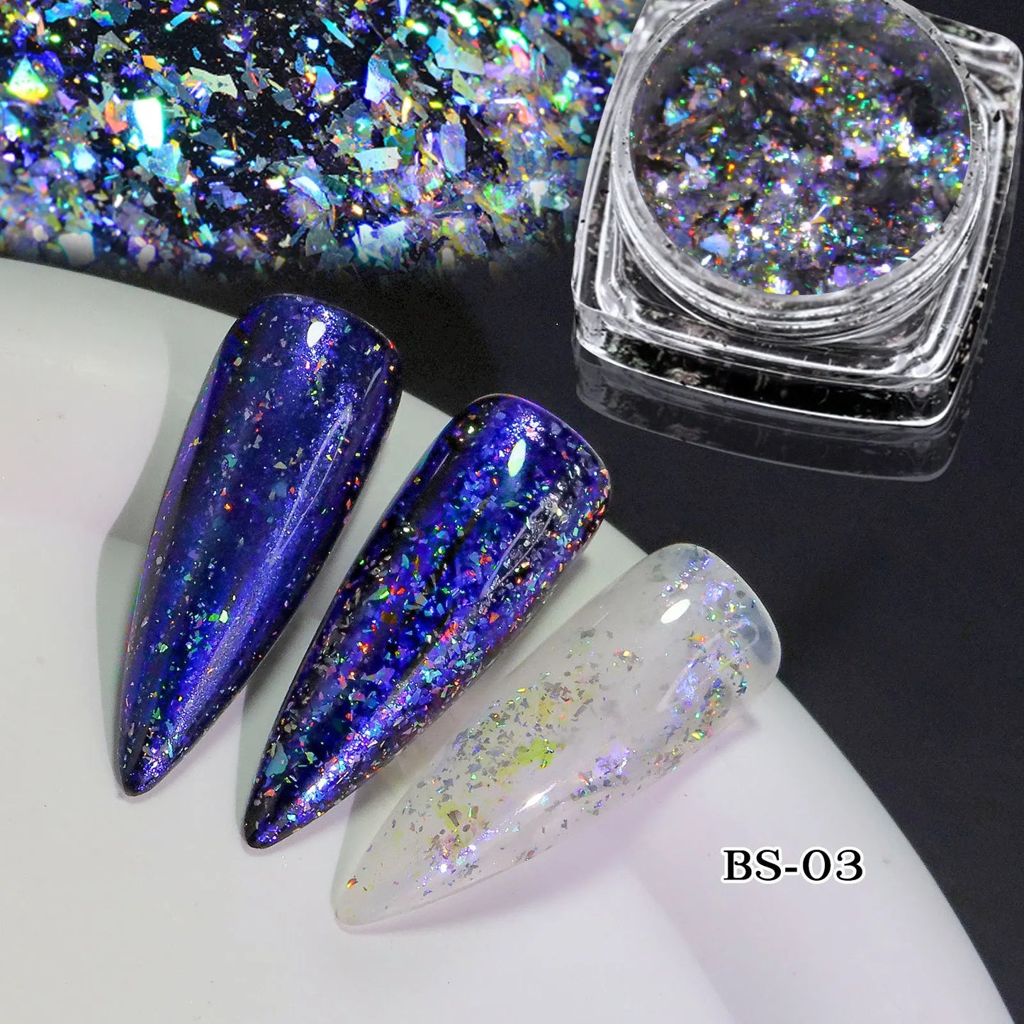 1 Box Aurora Glitter Opal Flakes – Iridescent Sequins Nail Art Powder for Mermaid Nails
