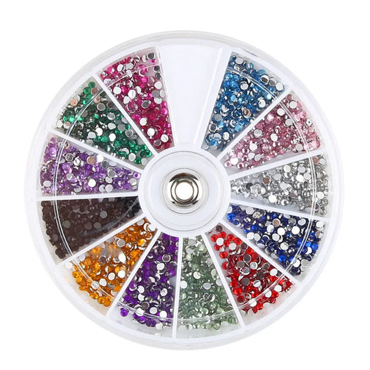 Mixed 12 Color 3D Nail Rhinestones – Flatback Small Beads