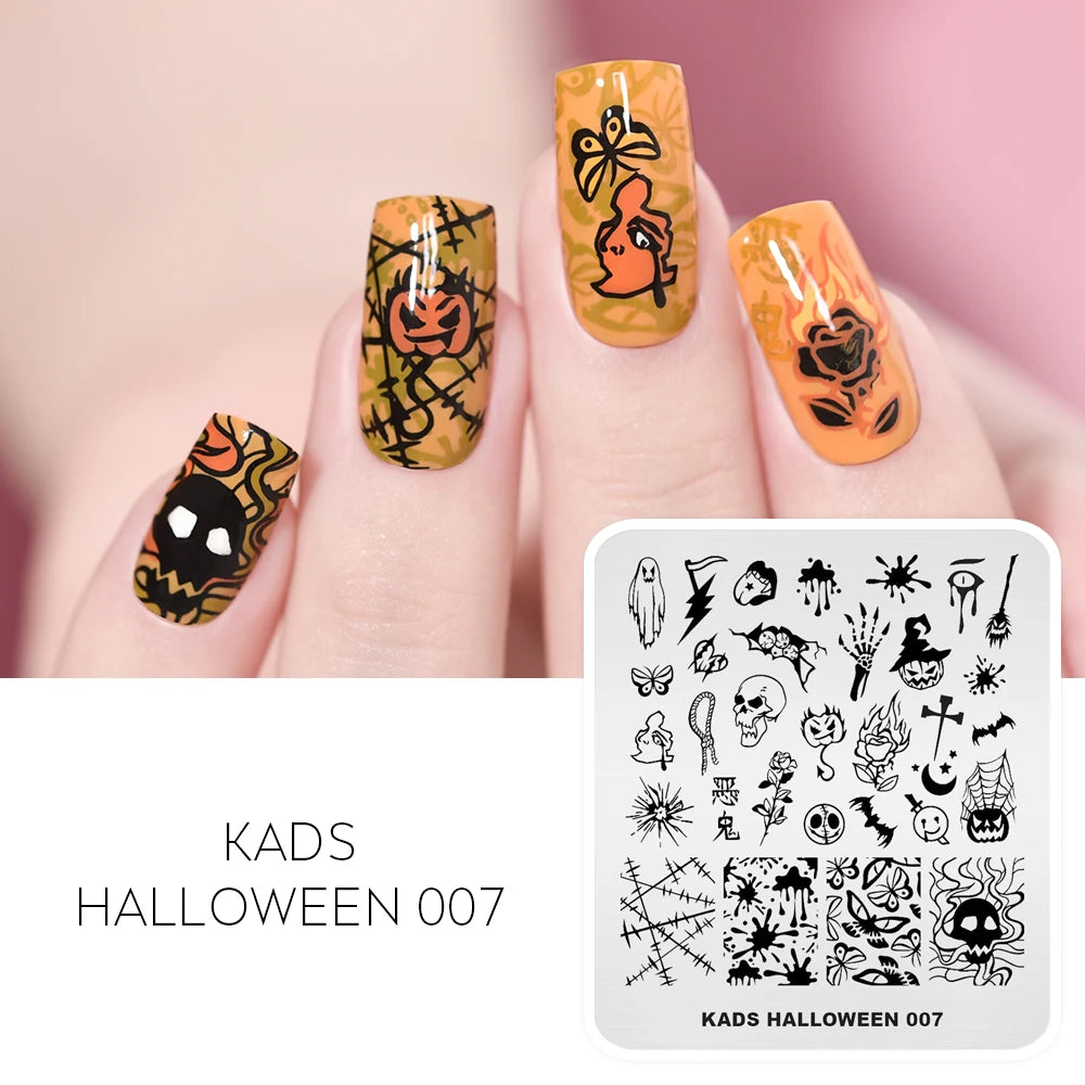 Halloween Nail Stamping Plate – Skull, Bat & Pumpkin Nail Art Designs