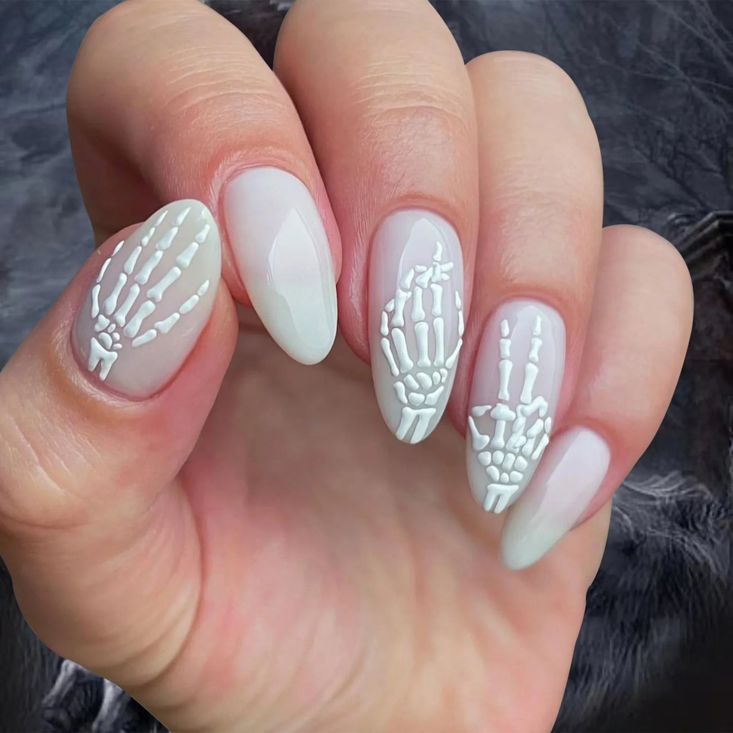 Halloween Press-On Nails – Witchy Purple Glitter & Bloody Ripple False Nails