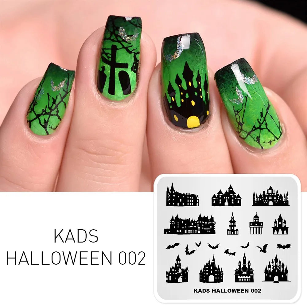 Halloween Nail Stamping Plate – Skull, Bat & Pumpkin Nail Art Designs