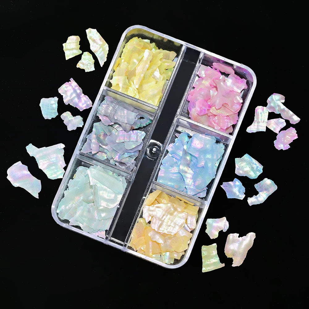 5g Abalone Shell Fragments – 3D Seashell Nail Art Charms for Gradient Nails | Ultra-Thin Natural Shell Sequins
