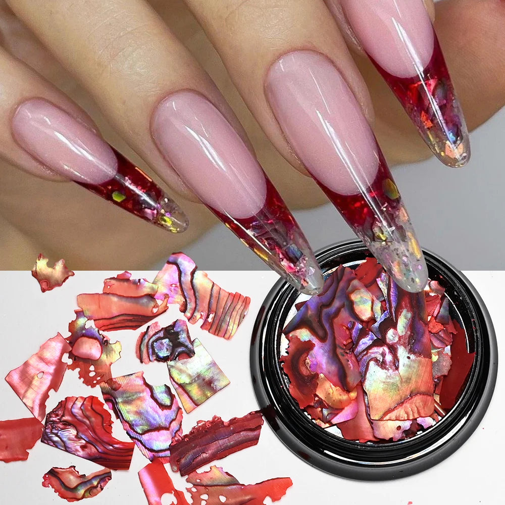 5g Abalone Shell Fragments – 3D Seashell Nail Art Charms for Gradient Nails | Ultra-Thin Natural Shell Sequins