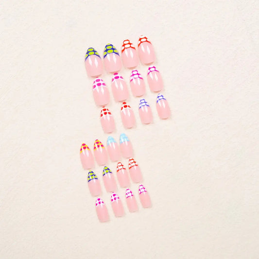 View details for Almond Press-On Nails – Mixed Stripe French Tips (24 Pcs) Almond Press-On Nails – Mixed Stripe French Tips