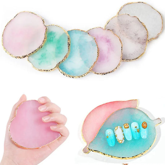 Nail Art Palette – Resin Agate Stone Mixing & Display Tool for Gel Polish