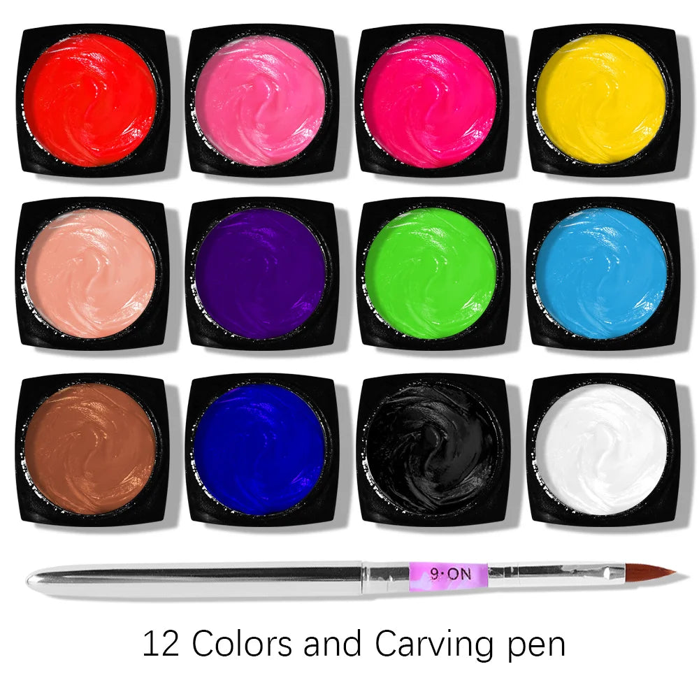 3D Nail Art Carving Gel Kit – UV Solid Mud Modelling Gel