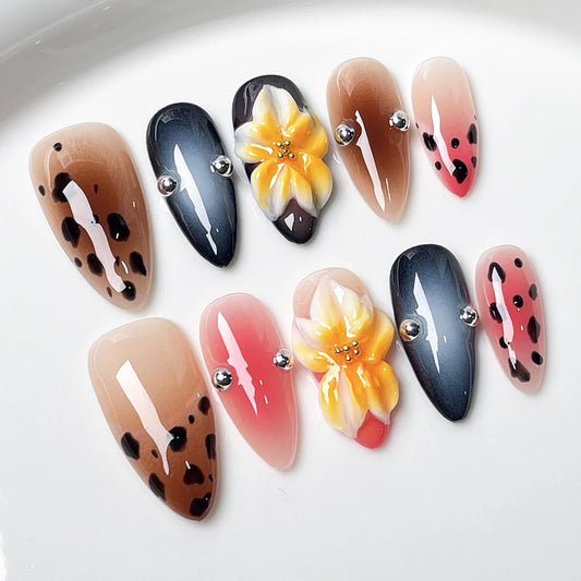 Press On Nails – French Almond Designs