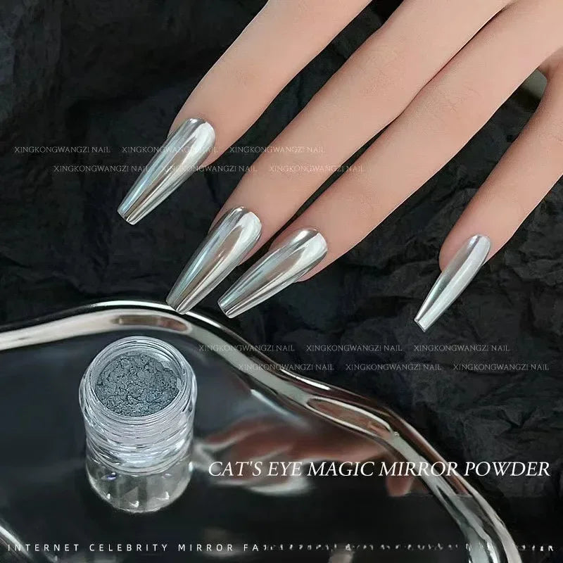 Magnetic Mirror Cat Eye Nail Powder – DIY Chrome Effect