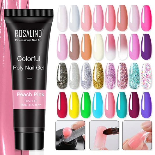 ROSALIND Glitter Poly Gel Nail Extension – 15ml