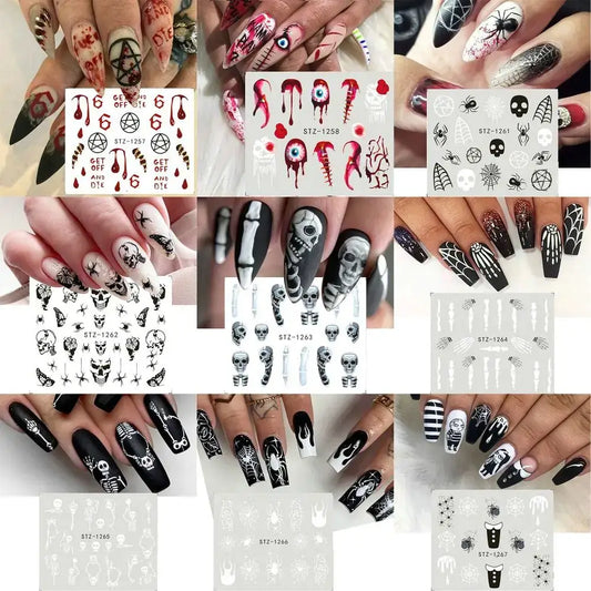 Halloween Water Decals Nail Stickers – Mummy, Ghost, Spider & Web