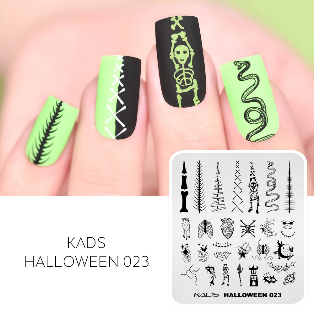 Halloween Nail Stamping Plate – Skull, Bat & Pumpkin Nail Art Designs