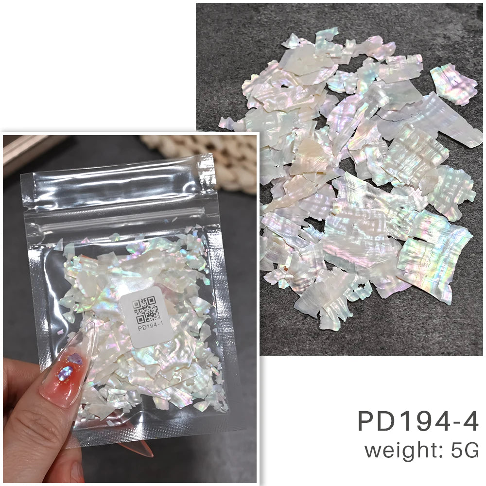 5g Abalone Shell Fragments – 3D Seashell Nail Art Charms for Gradient Nails | Ultra-Thin Natural Shell Sequins