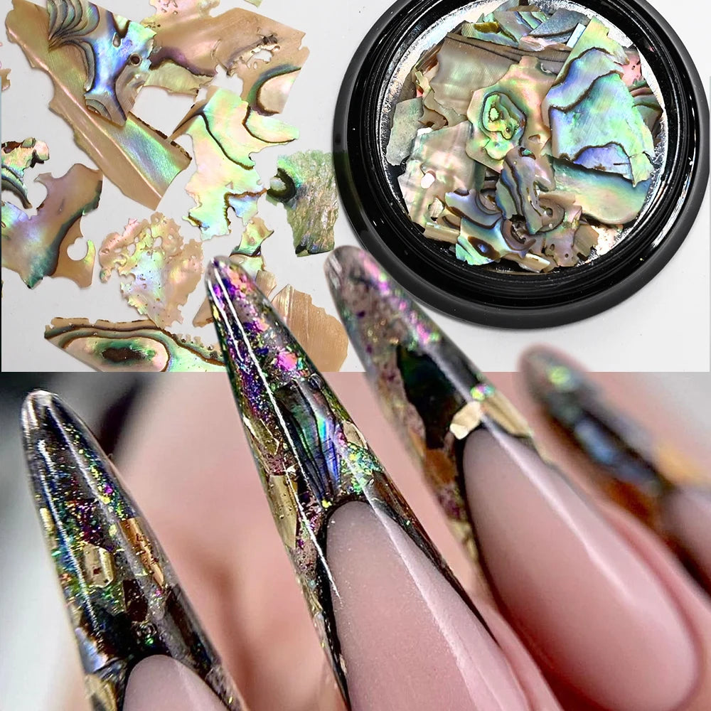 5g Abalone Shell Fragments – 3D Seashell Nail Art Charms for Gradient Nails | Ultra-Thin Natural Shell Sequins
