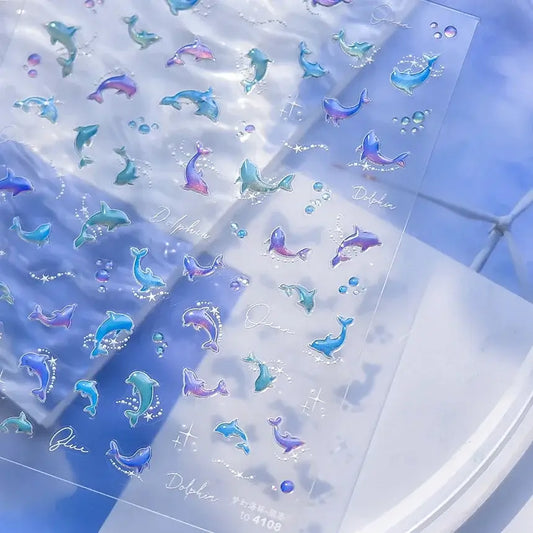 Cute Dolphin & Goldfish Jelly Nail Stickers