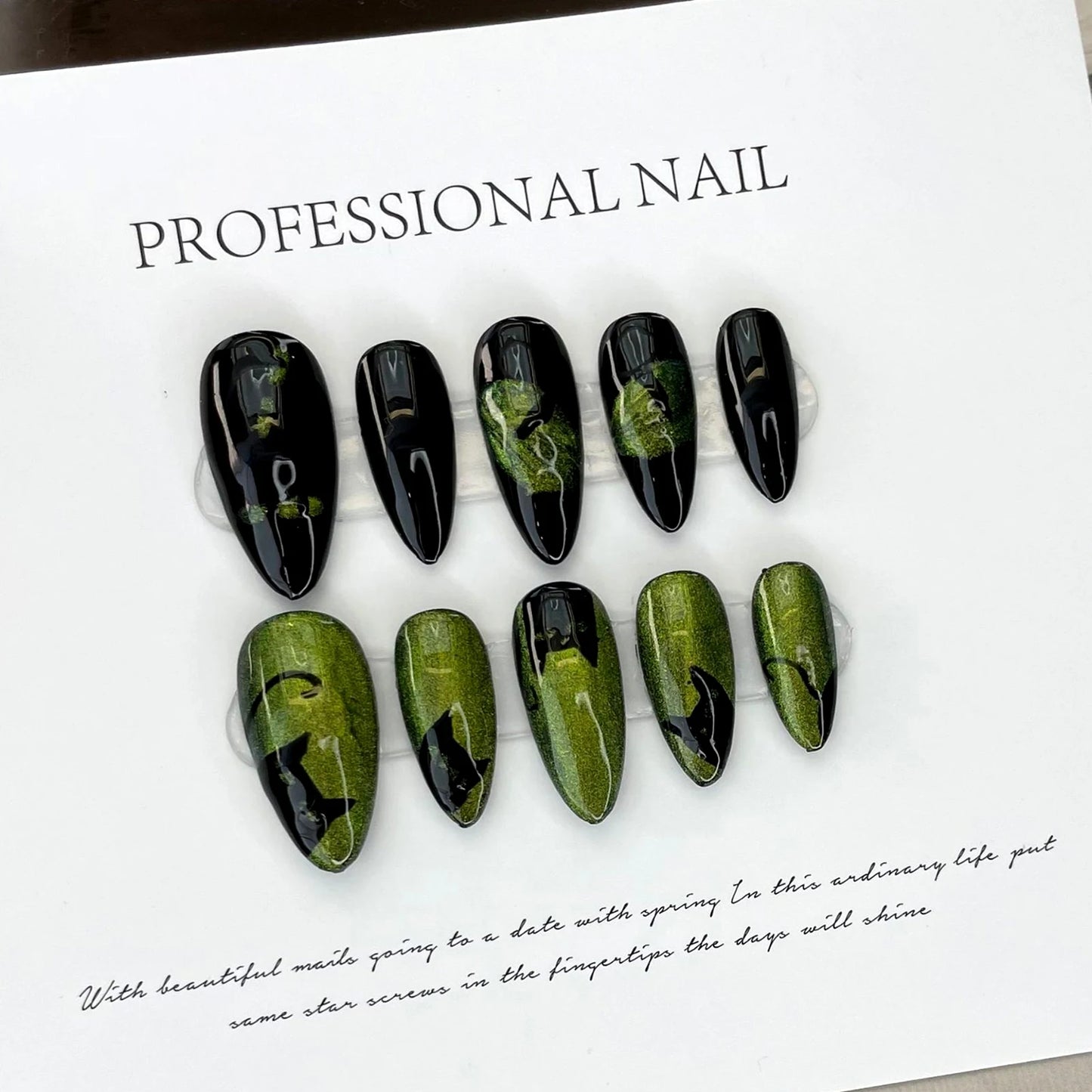 Halloween Press On Nails – Handmade Almond Cat’s Eye