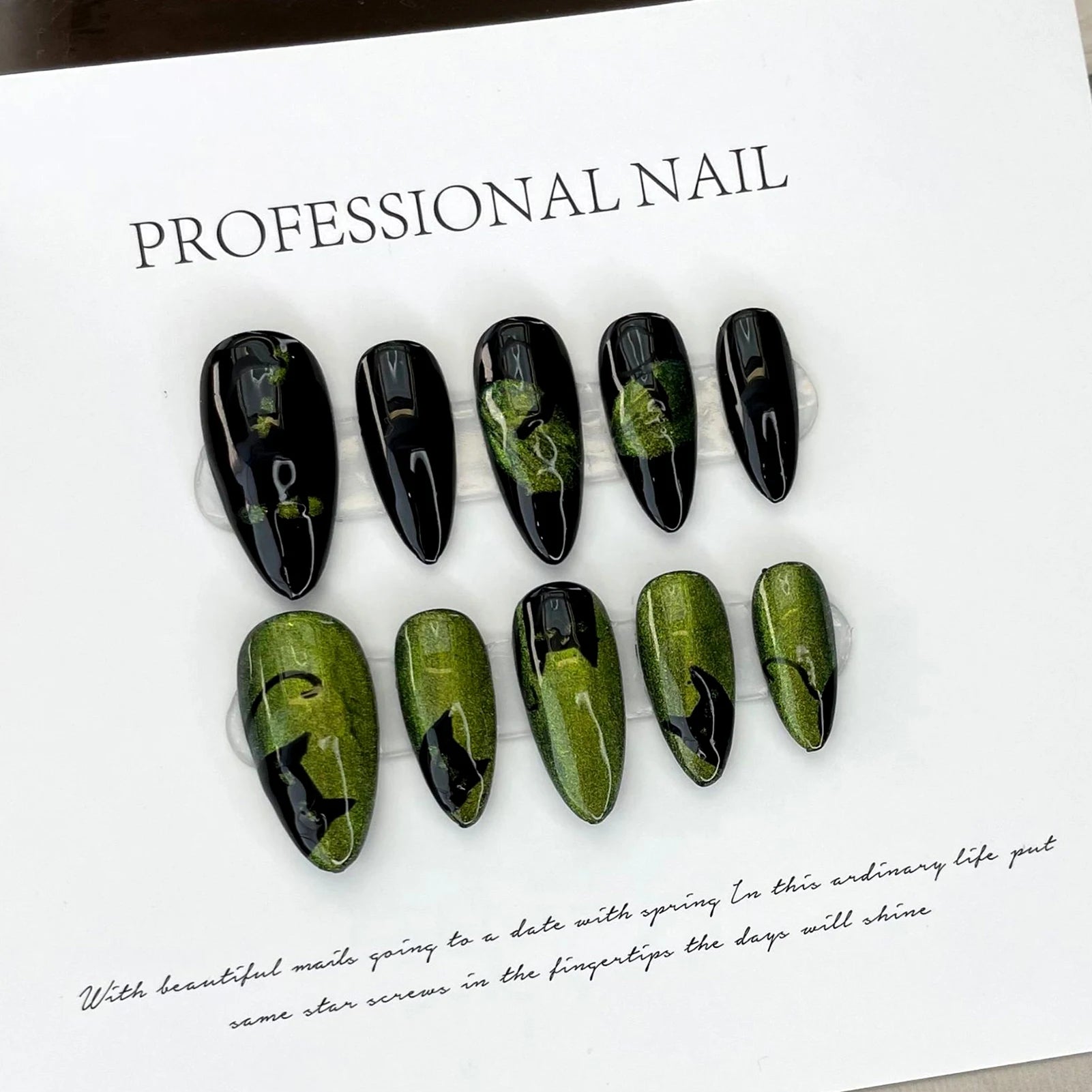 Halloween Press On Nails – Handmade Almond Cat’s Eye