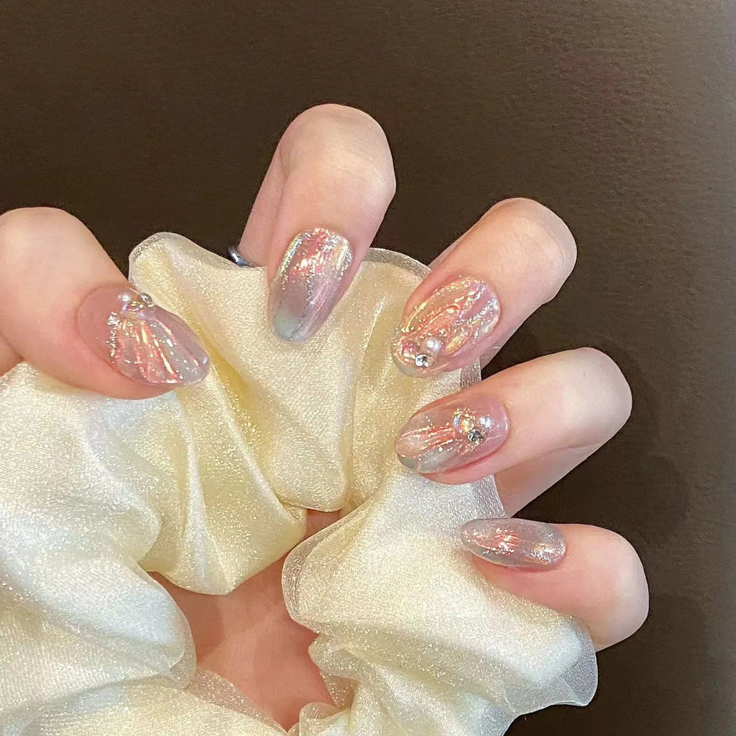 Aurora Mermaid Press On Nails – Handmade Set 10pcs