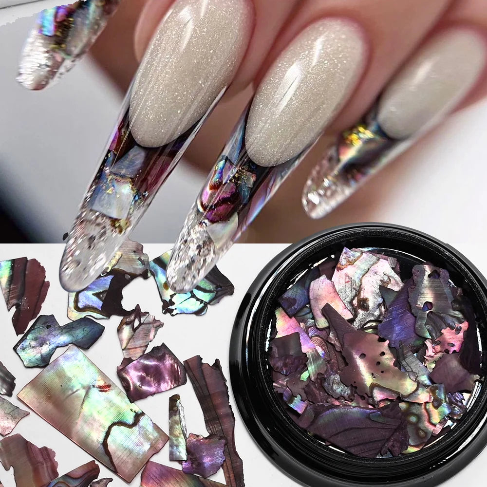 5g Abalone Shell Fragments – 3D Seashell Nail Art Charms for Gradient Nails | Ultra-Thin Natural Shell Sequins
