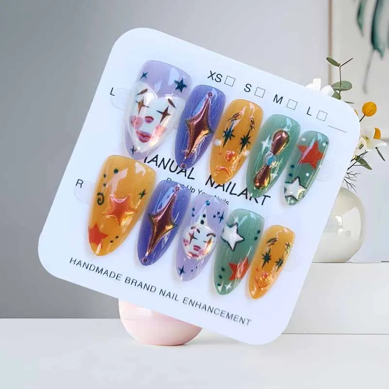 10Pcs Halloween Press On Nails – Clown Ghost Spider