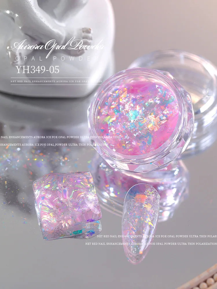 1 Box Aurora Glitter Opal Flakes – Iridescent Sequins Nail Art Powder for Mermaid Nails