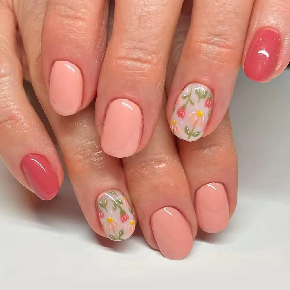 Pink French Tip Short Press On Nails – Elegant Square Nail Set