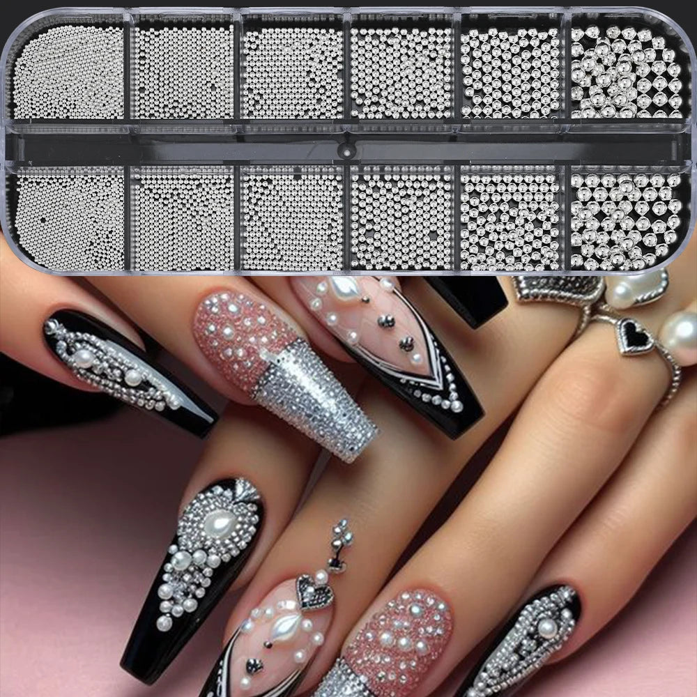 Gold Caviar Beads Nail Charms – Metal 3D Nail Art