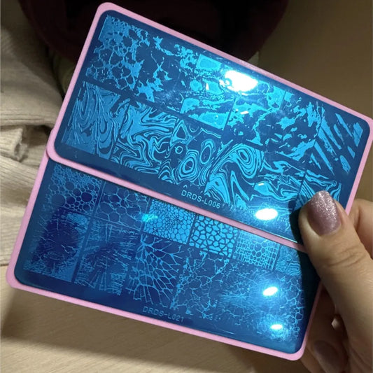 Nail Stamping Plate – French, Marble & Striped Nail Art Template 12x6
