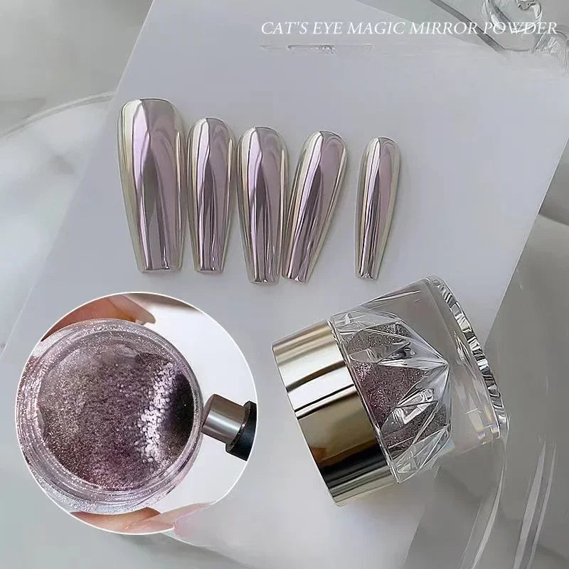 Magnetic Mirror Cat Eye Nail Powder – DIY Chrome Effect