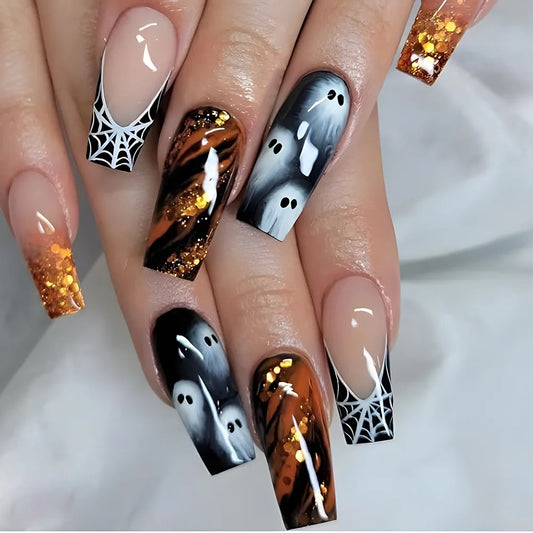 Black and Red Halloween Press On Nails – Witchy Style