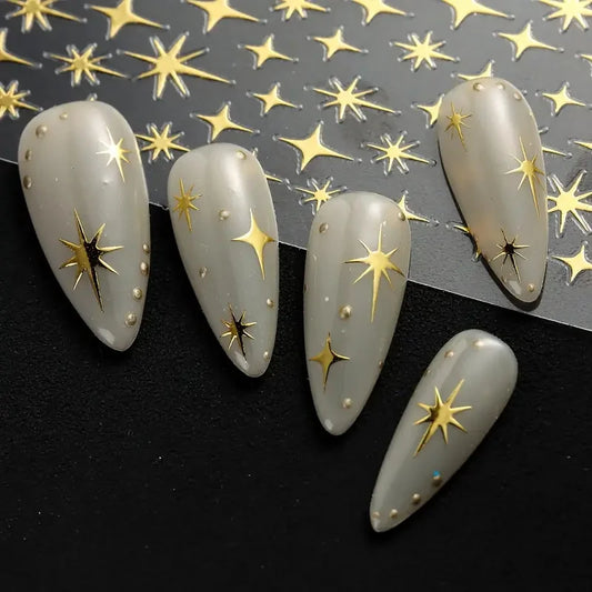1pcs Star-Themed 3D Glitter Nail Stickers – Anime Rectangle DIY Nail Art Decals